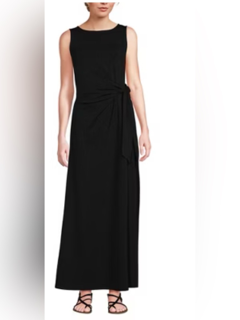 Lands end black maxi dress cotton modal small 6/8